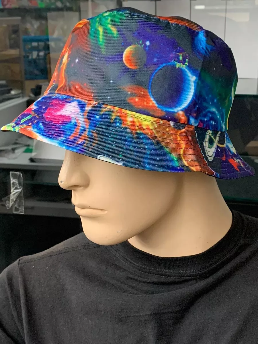 Bucket Hat Colorful Space galaxy Print Summer Reversible Foldable