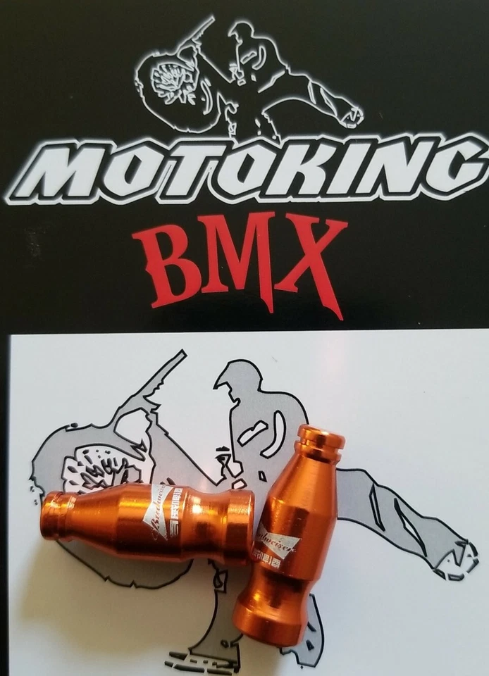 MOTOKING BMX Budweiser Bottle Valve Caps Schrader ( Pair ) Orange