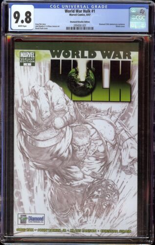 Wojna światowa Hulk # 1 CGC 9.8 biały (Marvel, 2007) sztuka Johna Romity, szkic diamentowy - Zdjęcie 1 z 1