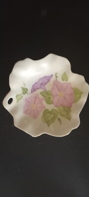 Vintage Trinket Tray Made In Germany Ceramic Morning Glorys Mold 2562/3