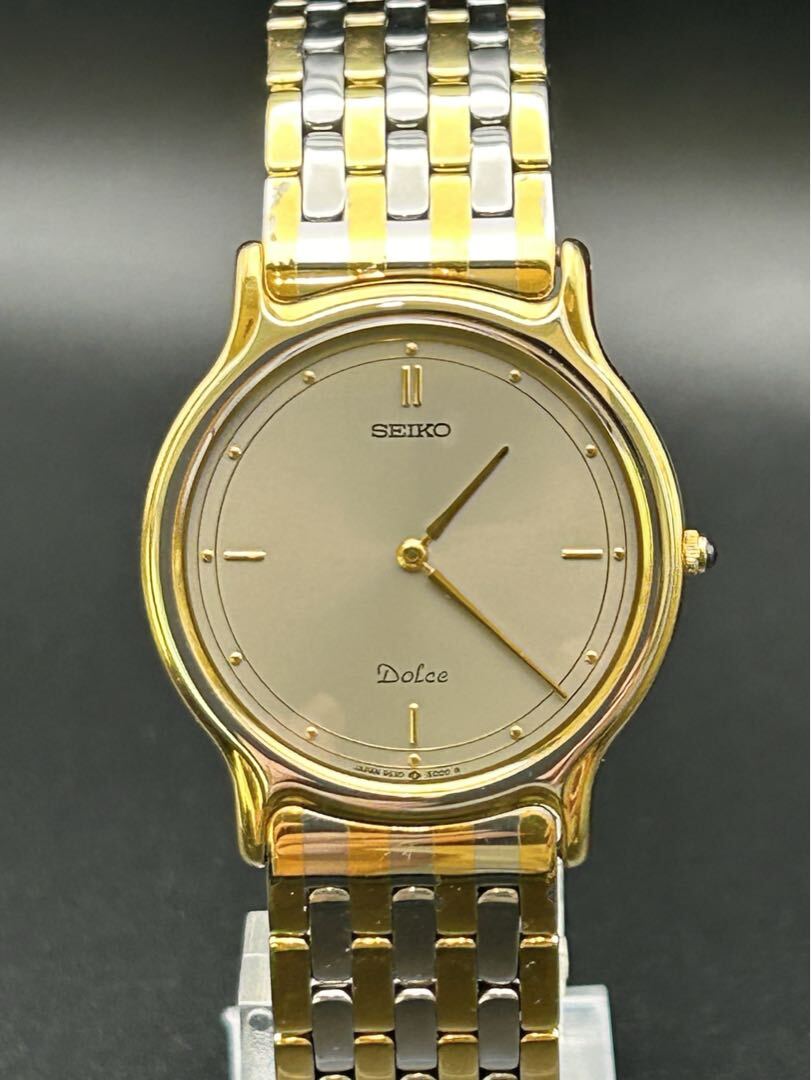p*4様 【動作良好】SEIKO　DOLCE　メンズ腕時計 Seiko Dolce 9530-6000 Analog Quartz Men Ff376 Gold