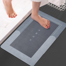 Quick-Dry Bath Rug - Super Absorbent Non-Slip Machine Washable Gray 15.75"x23.62