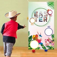 Easter Bunny Sandbag Game Throwing Flag, Funny Outdoor Throwing Game 