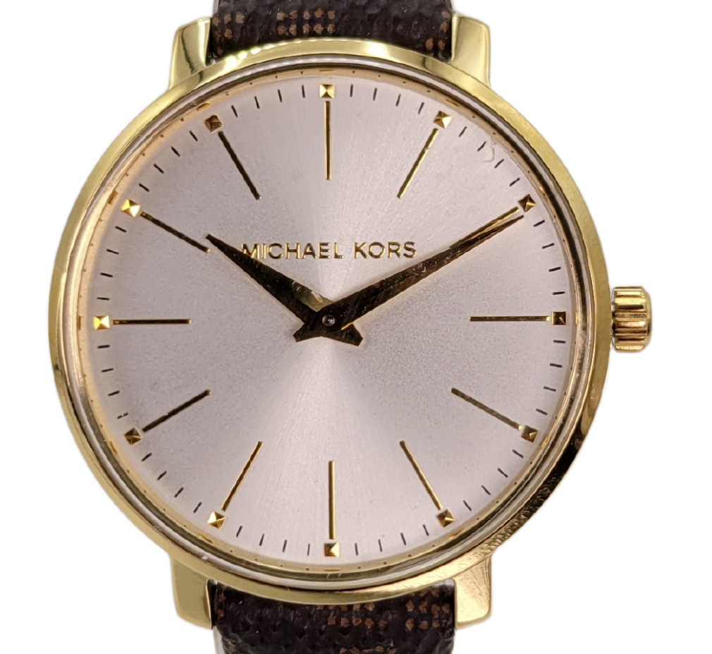 Michael Kors Ladies Pyper Gold Tone Brown Strap Watch MK2871  display picture 1