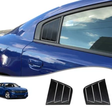 Exterior Rear Side Window Blinds Quarter Louver Cover for Dodge Charger 15+Black