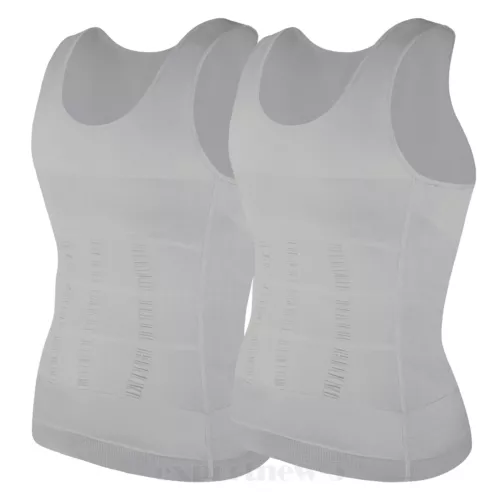 Herren Abnehmen Body Shaper Weste Gürtel Bauch Brust Kompression T-Shirt Tank Top - Bild 23 von 49