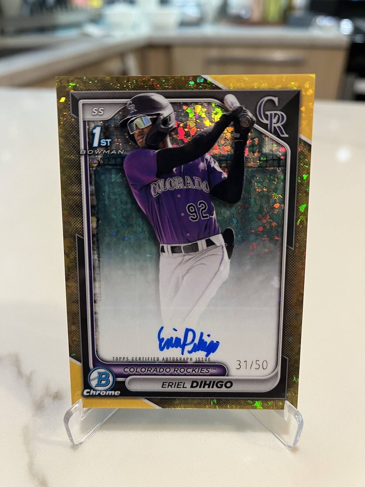 2024 Bowman Chrome Eriel Dihigo 1st Bowman Auto Gold Shimmer /50 Rockies