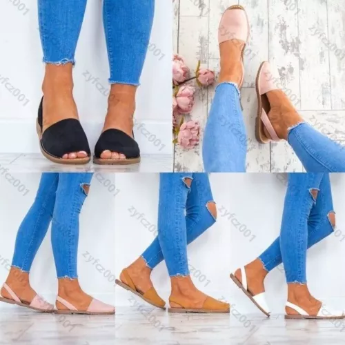 Sandalias planas menorquinas para mujer Mula española con cordones punta abierta verano zapatos para dama - Imagen 1 de 19