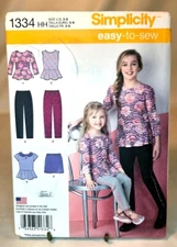 Pattern Girls Top  Mini Skirt   Slim Pants  Size 3-6  Simplicity 1334