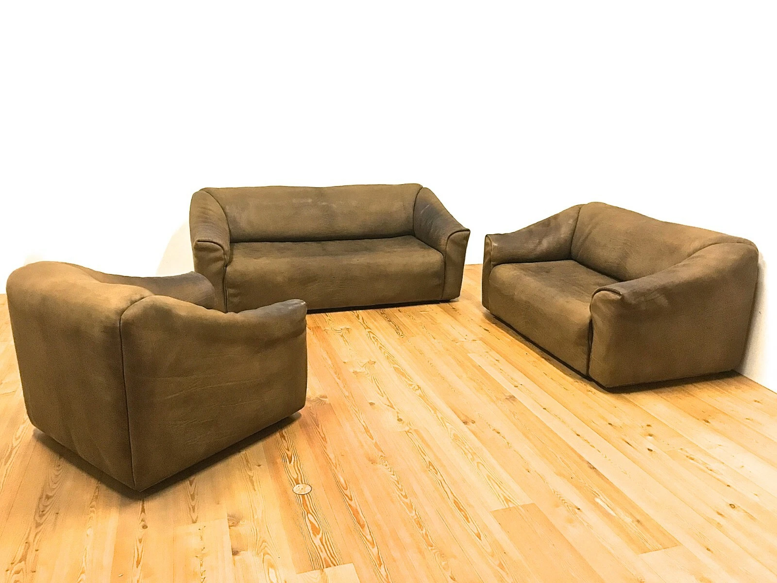 De Sede ds 47 leather couch set 1+2+3 function sofa armchair Brown