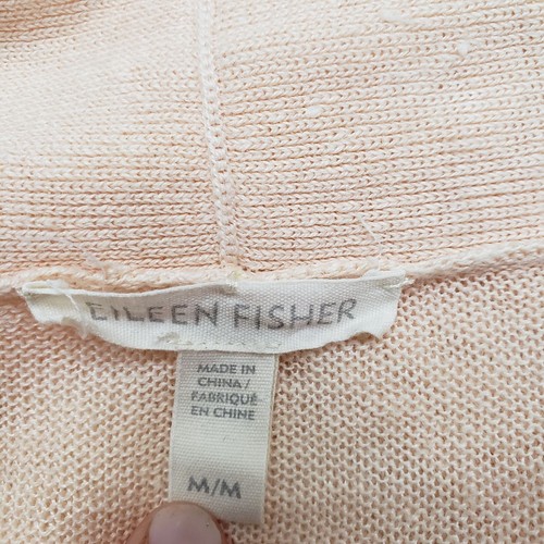 Eileen Fisher Organic Linen Cardigan Womens Medium Orange Elbow Sleeve - Picture 6 of 7