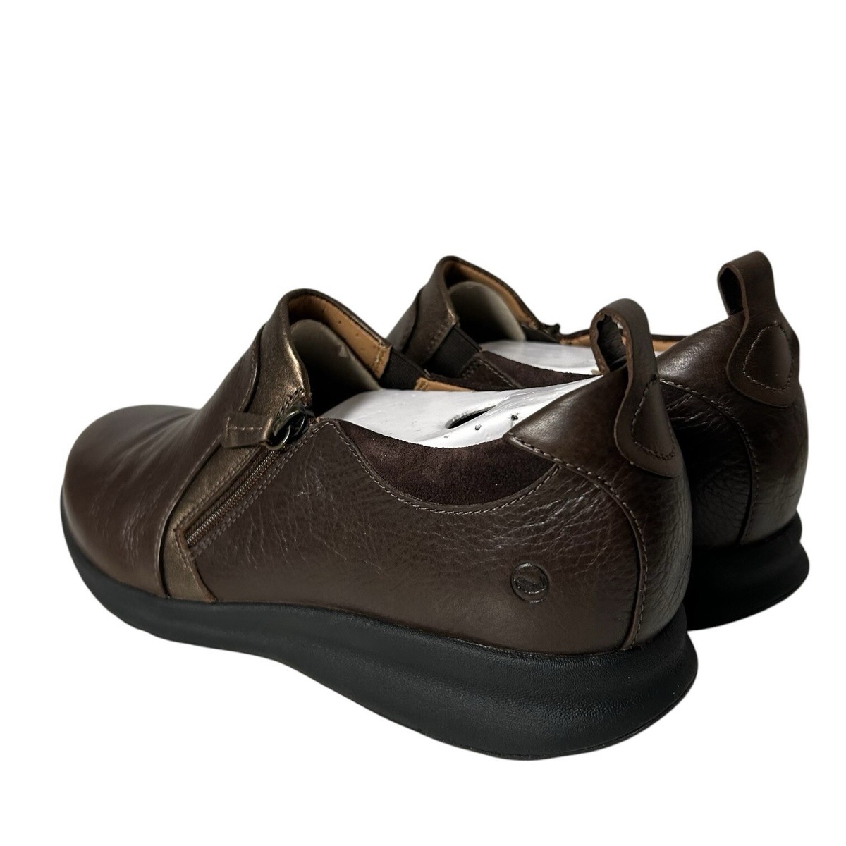 Women's Clarks Unstructured Un Adorn Zip Dark Brown Leather Narrow