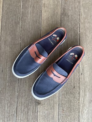 Cole Haan Nantucket Loafer shoes Navy Blue Canvas Leather  display picture 3