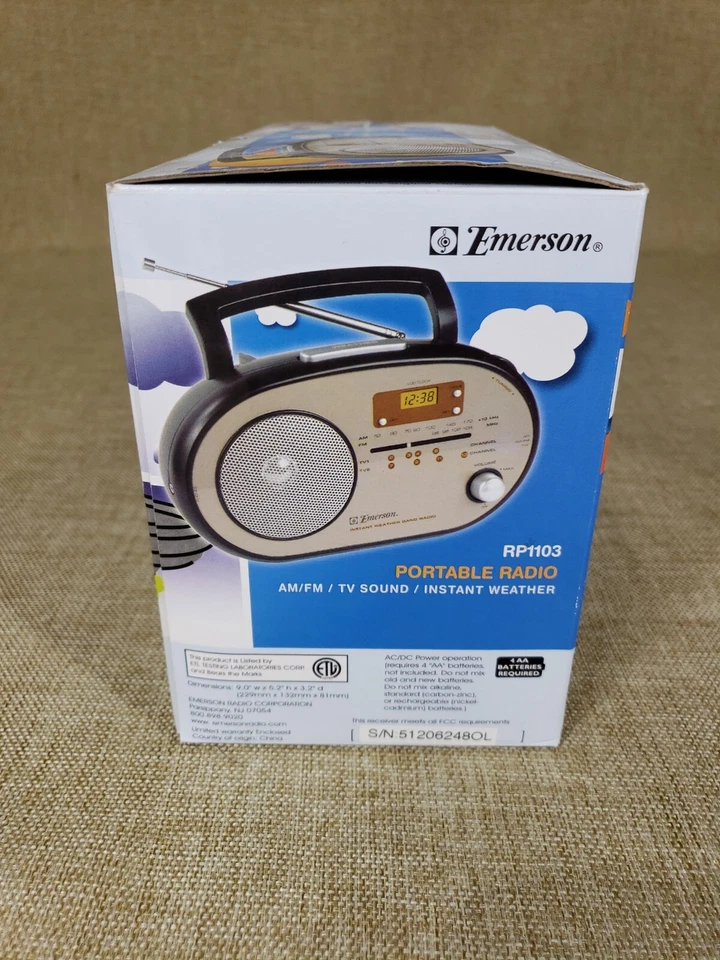 Emerson Instant Weather Band Radio AM/FM/TV Sound Digital Clock RP1103 New NIB - Image 2 of 4