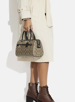 COACH 83607 Rowan Satchel Bag Signature Canvas & Leather