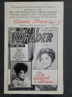 CONNIE FRANCIS AUTOGRAPHED MIAMI AWARDS BANQUET PROGRAM September 3, 1997