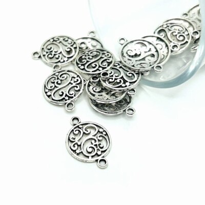 4, 20 or 50 BULK pcs Silver Swirl Small Connector Charms - US Seller -  AS850