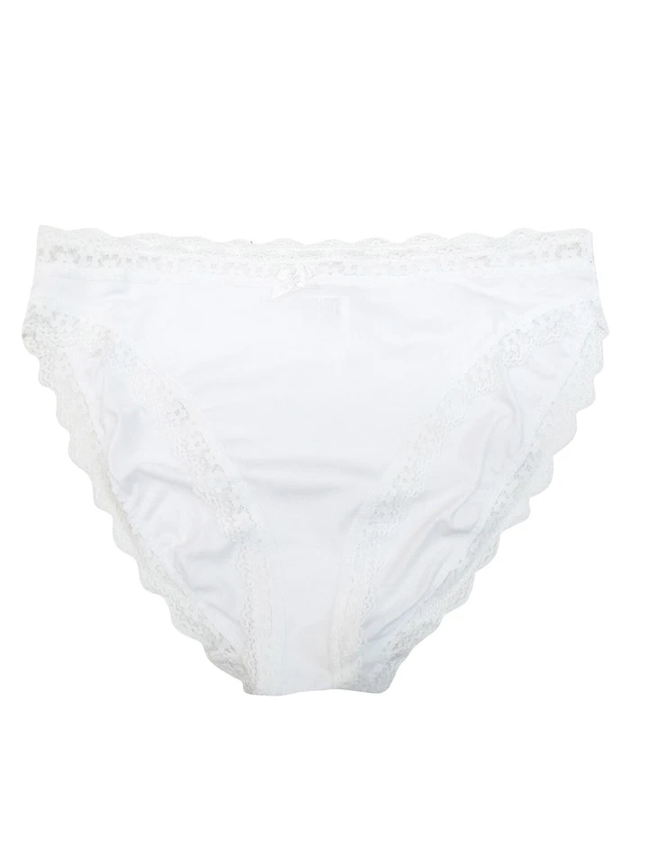 EX M&S белый геометрический кружевной отделки высоты ноги Knickers - размер 10 до 22 - Изображение 3 из 3