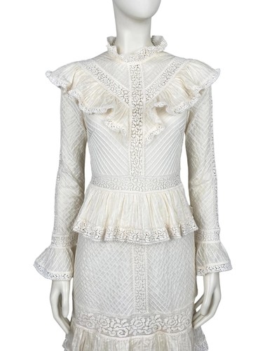 ZIMMERMANN 0 / 8 AU / 4 US Tropicana Pintuck Midi Dress Lace cream Wedding - Bild 11 von 22