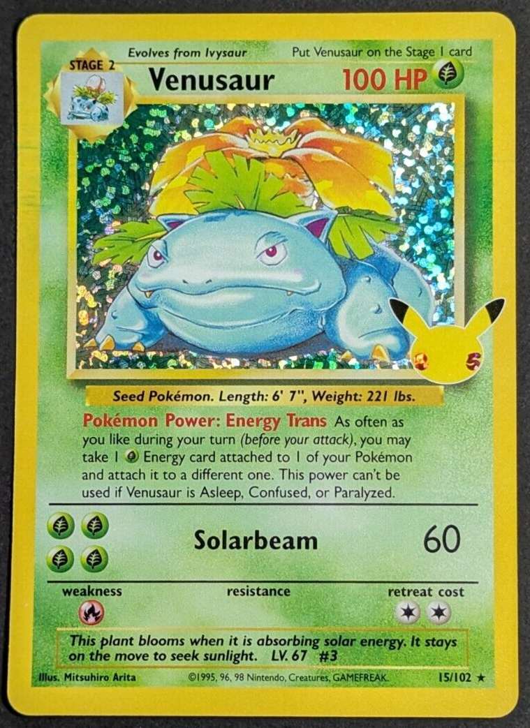 Venusaur Holo Ink Error NM 15/102 Celebrations Classic Collection