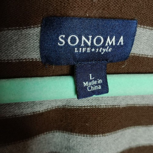 Sonoma Women's V Neck Long Sleeve Striped Cotton Knit Relaxed Fit Sweater Large - Picture 4 of 5