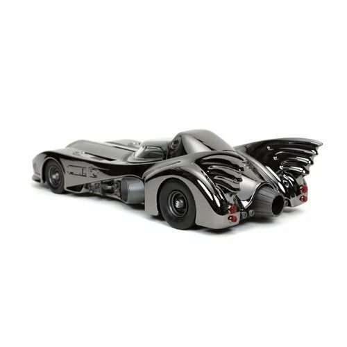 Batman 1989 Movie Batmobile Black Chrome Finish 1:24 Die-Cast Metal w/ figure - Image 4 of 4