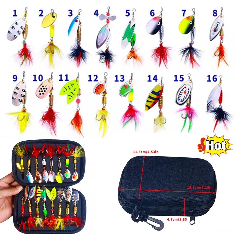 16PCS Kinds of Fishing Lures Crankbaits Hooks Minnow Baits Bass Tackle Crank Set - Image 2 of 4
