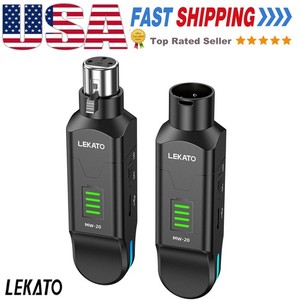 LEKATO Récepteur d'émetteur de microphone sans fil 2.4GHz, 48V Puissance fantôme