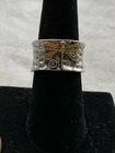 925 Sterling Silver Boho Ring Dragonfly Wide Band Size 7 Vintage