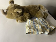 Vintage Animal Alley Rhino Plush 17" Stuffed Animal Toys R Us With Shorts