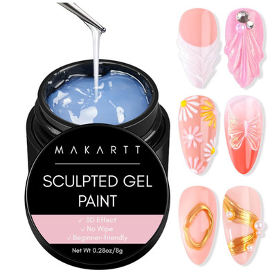Makartt 3D Gel Nail Art   Transparentes 3D Gel Nägel für Chrome Powder, No Wipe