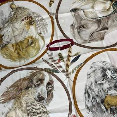 Hermes Paris Chiens Au Rapport Silk Scarf 90 Dogs | eBay