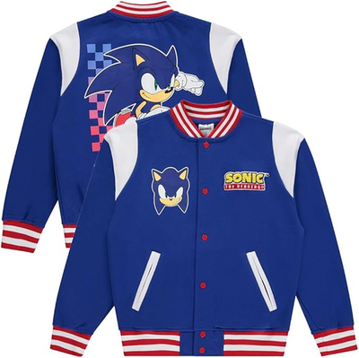Sonic The Hedgehog Boys Varsity Jacket Blue Snap Letterman Size Sonic The Hedgehog Boys Varsity Jacket Blue Snap Letterman Size