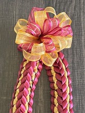 Deluxe Double Braided 8-Strands Satin Ribbon Graduation Lei Maroon and Gold