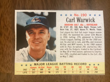 1963 Post Cereal Baseball Carl Warwick Houston Colt 45s #190 NM-