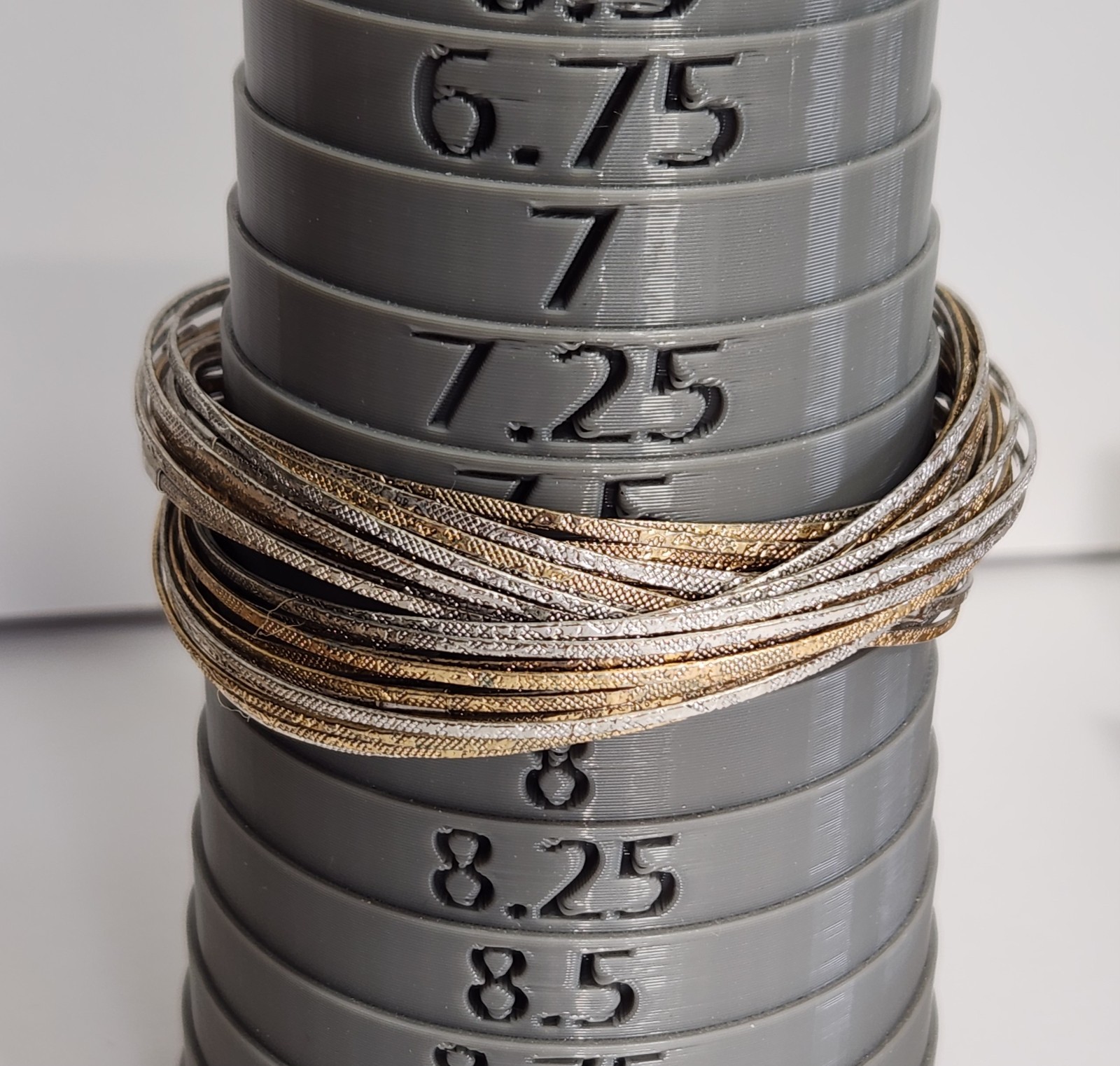 35 Thin Interlocked Bangles Bracelet Silver & Gol… - image 4
