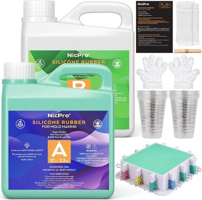 Nicpro 74 Unzen Silikon Formenbau Kit, 20A Platin Flüssig Silikon Gummi,