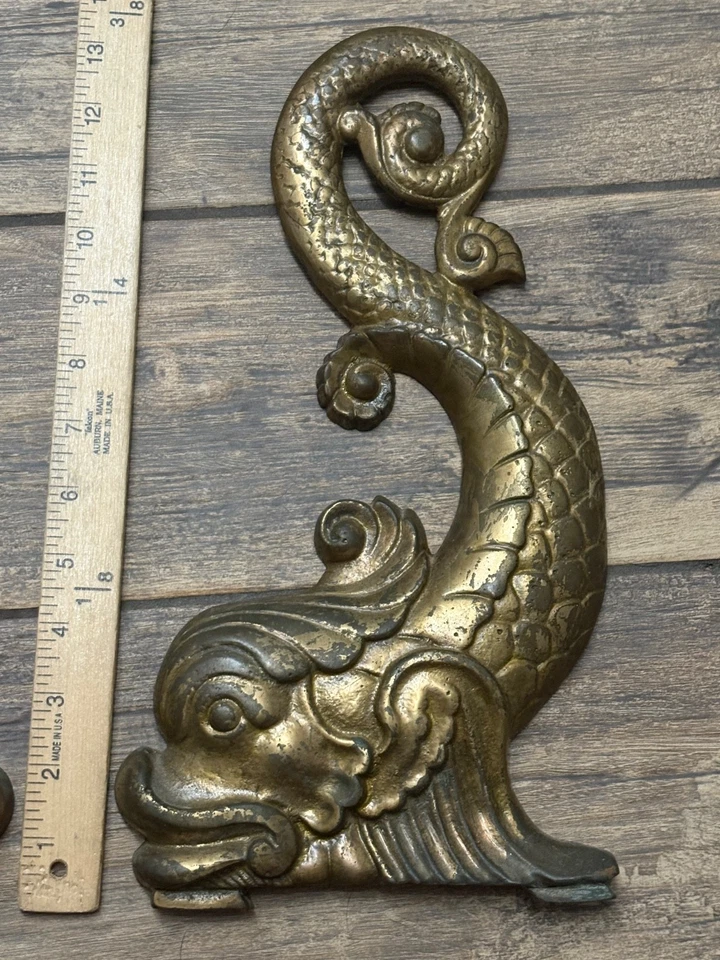 Antique Pair Marked BRADLEY & HUBBARD Andiron Doorstop Converted Wall Decor LOOK - Image 3 of 4