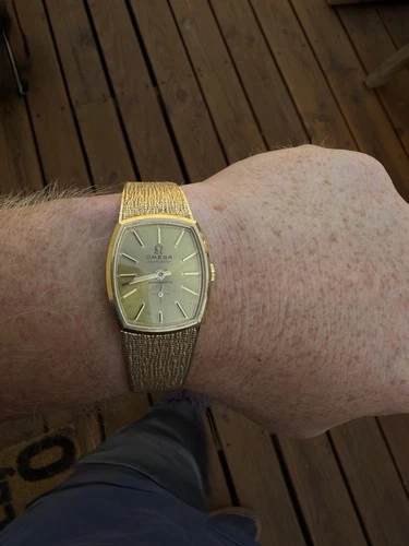 Vintage Omega Seamaster 18K Solid Gold w/ 18K Mesh Bracelet 62.75g