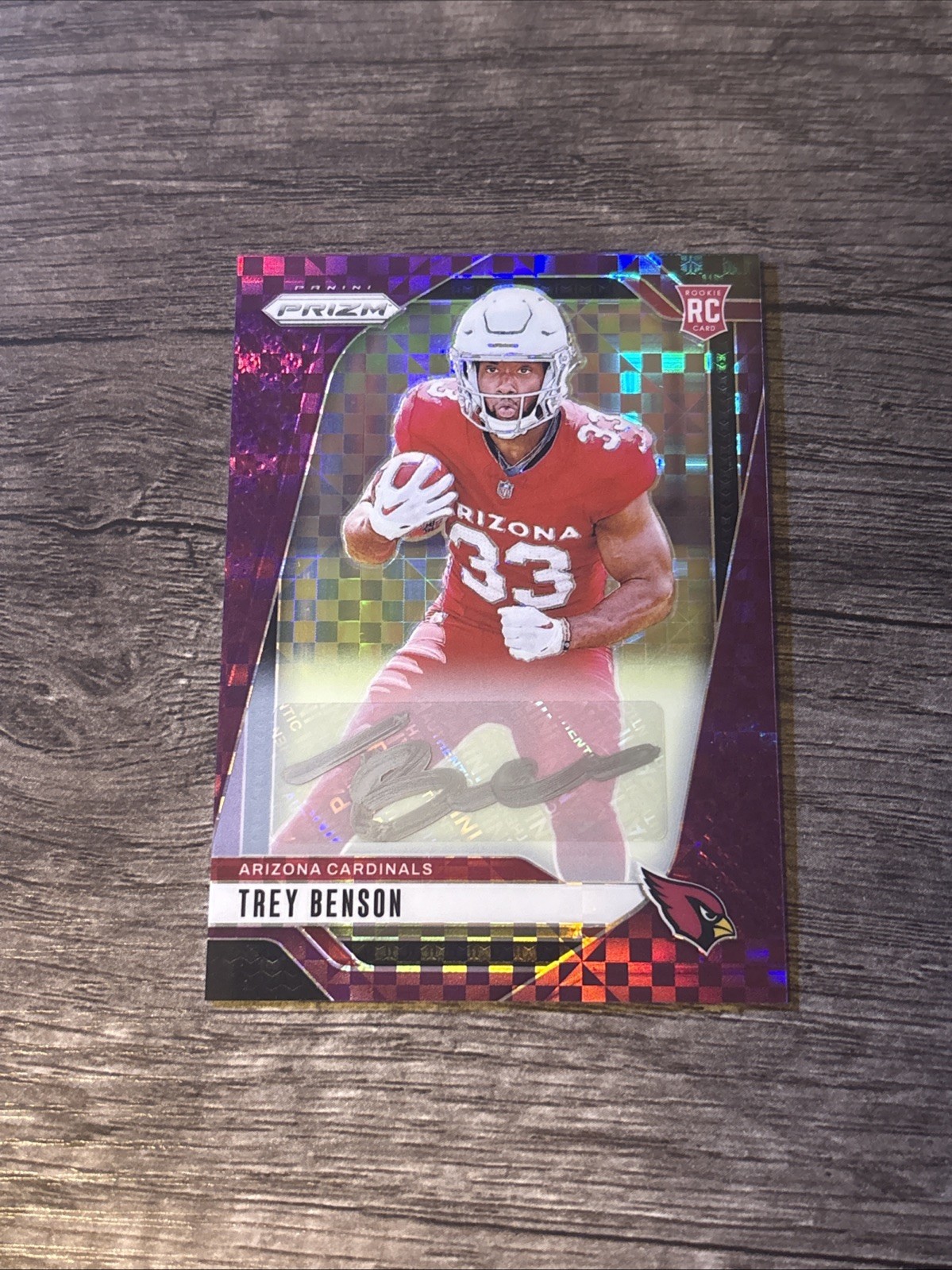 Trey Benson 2024 Prizm Purple Power Prizm Rookie Auto SP! 12/49! Cardinals