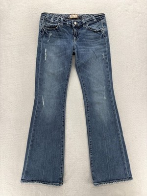 Paige Laurel Canyon Bootcut Jeans Womens 28 Blue Low Rise Stretch Embroidered