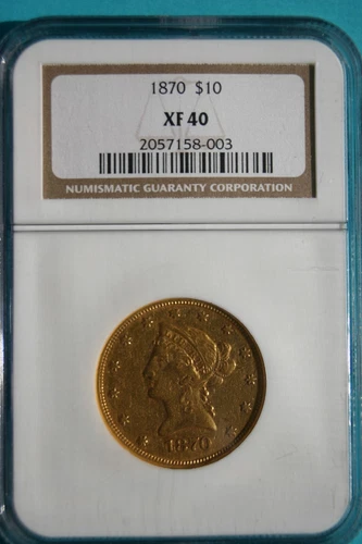 1870 $10 Liberty Eagle Gold Coin - Certified XF40