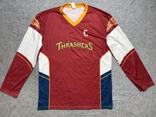 Atlanta Thrashers Hockey Jersey Mens Large Red NHL Hockey Captain C Throwback