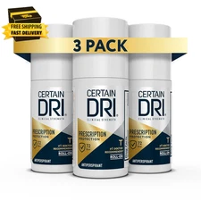 Certain Dri Clinical Roll-On Antiperspirant 15% Aluminum No Scent 1.2oz 3-Pack
