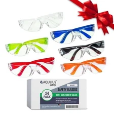 24 Pack Kids Safety Glasses ANSI Z87+ Crystal Clear Goggles for Childen 6 colors