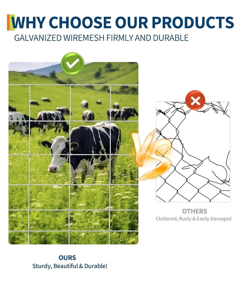 Galvanized Wire Mesh Fence 5FTx328FT, 15-Gauge, Rust-Resistant, Garden & Animal - Image 4 of 4