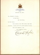 CHARLES EVANS HUGHES-Gov. Typed Letter Signed-to Hon. Edward S. Clinch-1909-COA