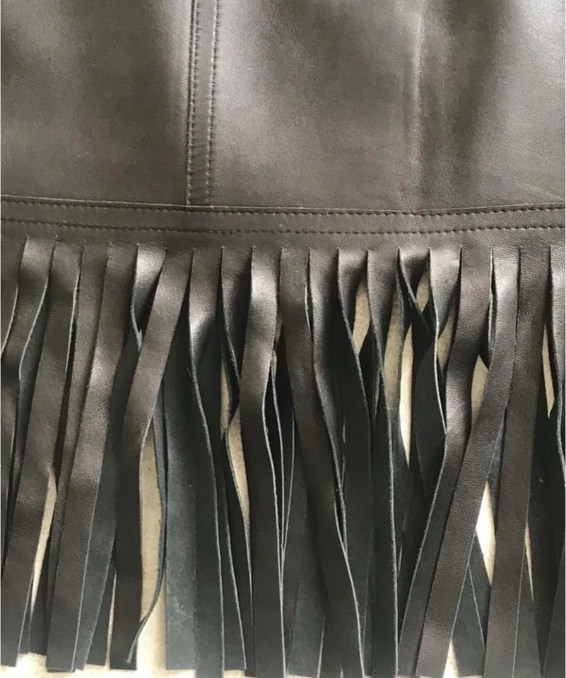 BLUMARINE 黑色短裙,条纹,尺寸 M 6 皮革 — 第 4/4 张图片