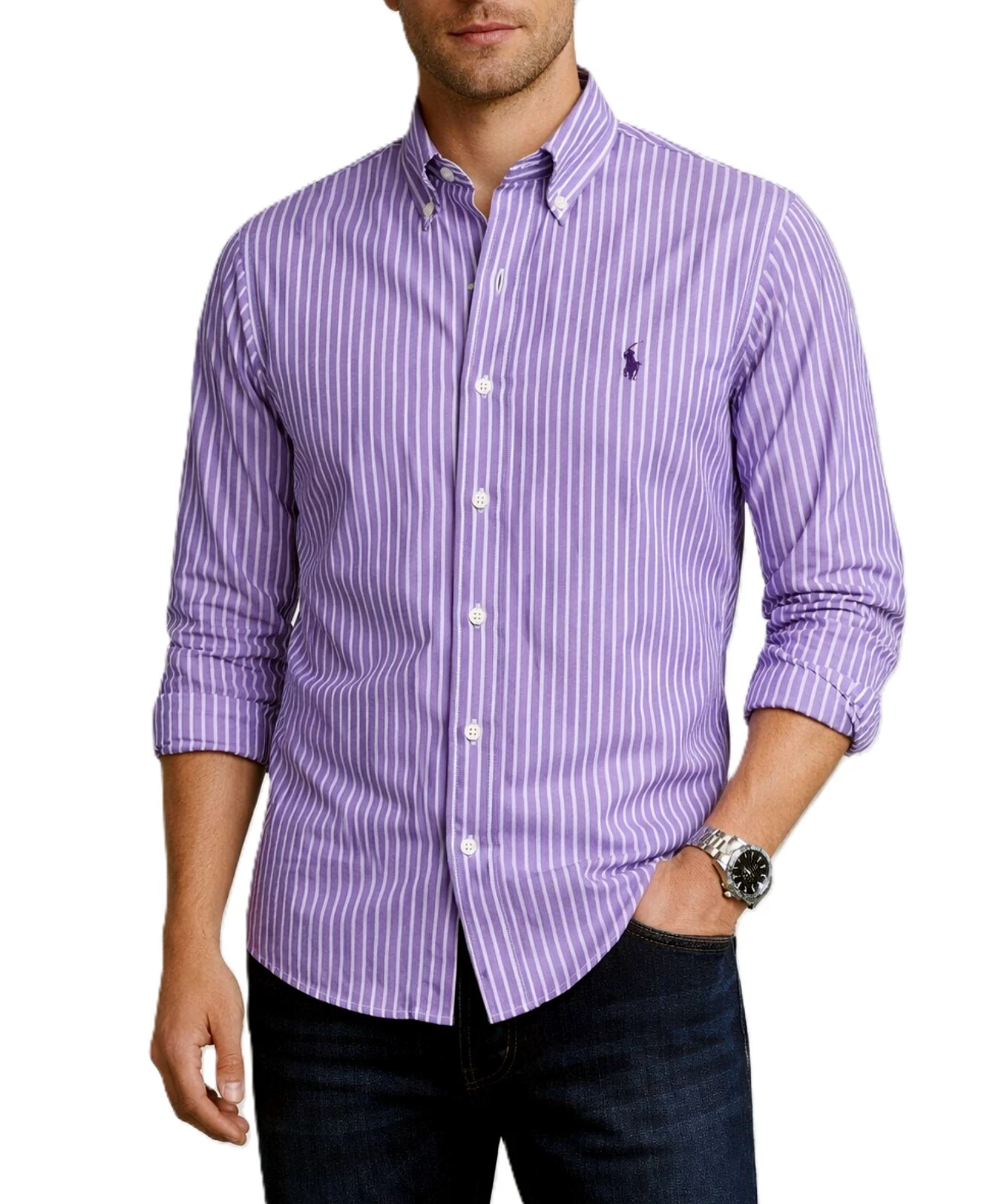 NWT- POLO RALPH LAUREN Mens Custom Slim Purple Striped Long Sleeve Shirt : S - L
Opens in a new wind
