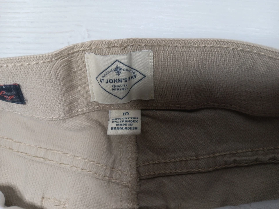 Pantalones de pana beige pierna recta St Johns Bay para mujer talla 10 elásticos Foto 2 de 4